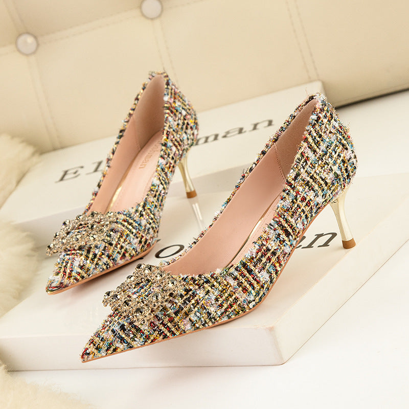 Talons hauts maigres Talon aiguille Bouche peu profonde Bout pointu