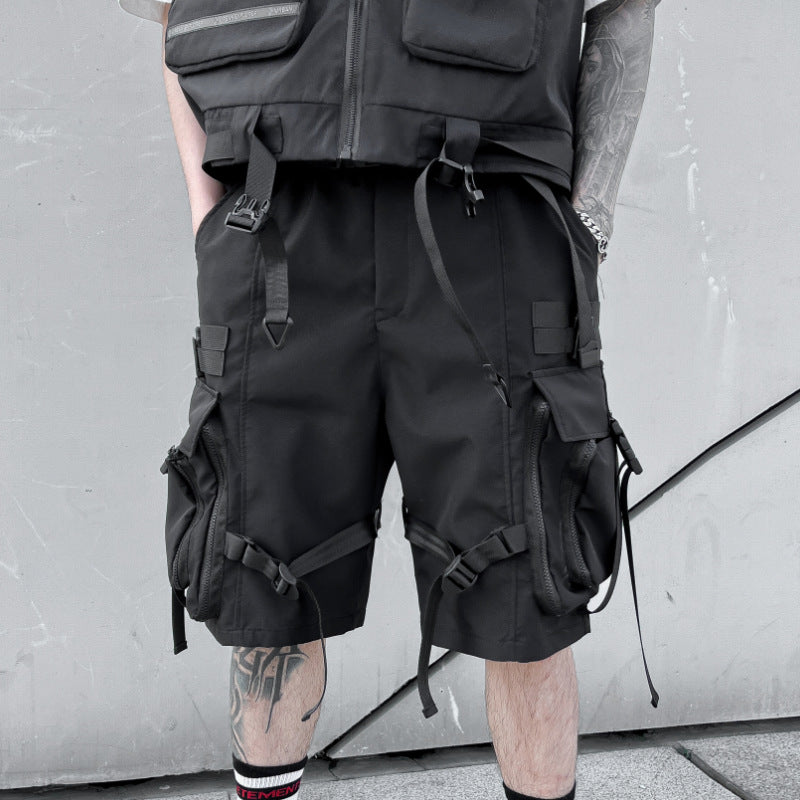 Summer Functional Workwear Shorts Men's Loose Straight