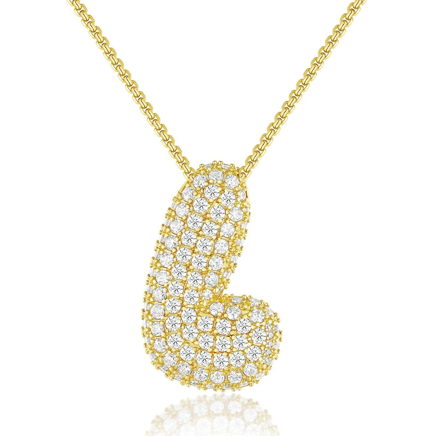 All-matching 26 English Letters Pendant Necklace Female Inlaid Zircon Chubby Balloon Letters
