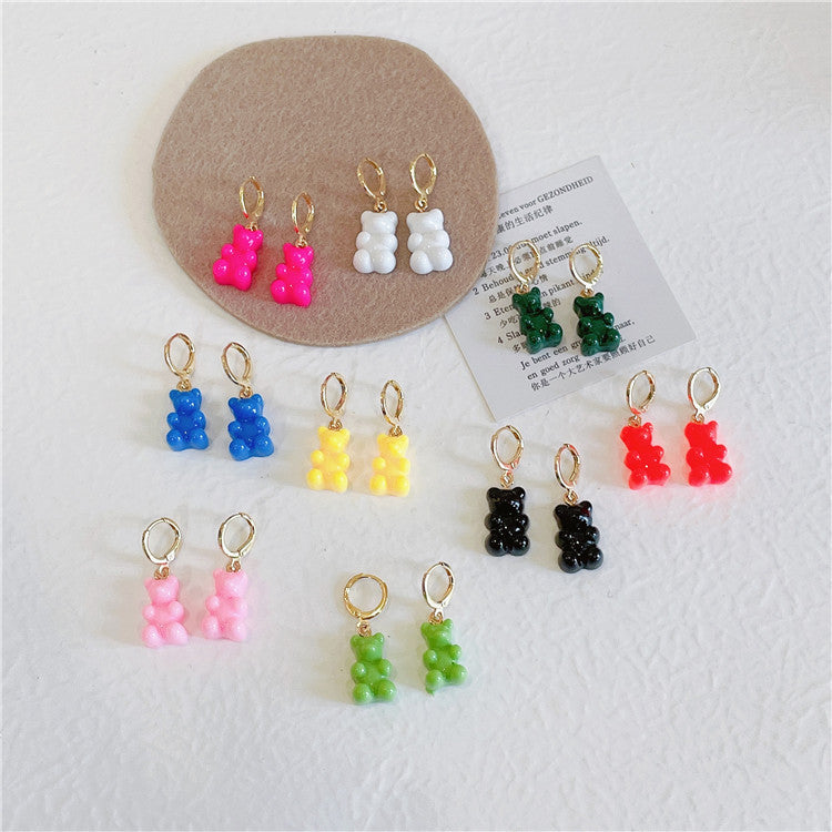 Boucles d'oreilles ours en bonbons colorés de Corée du Sud
