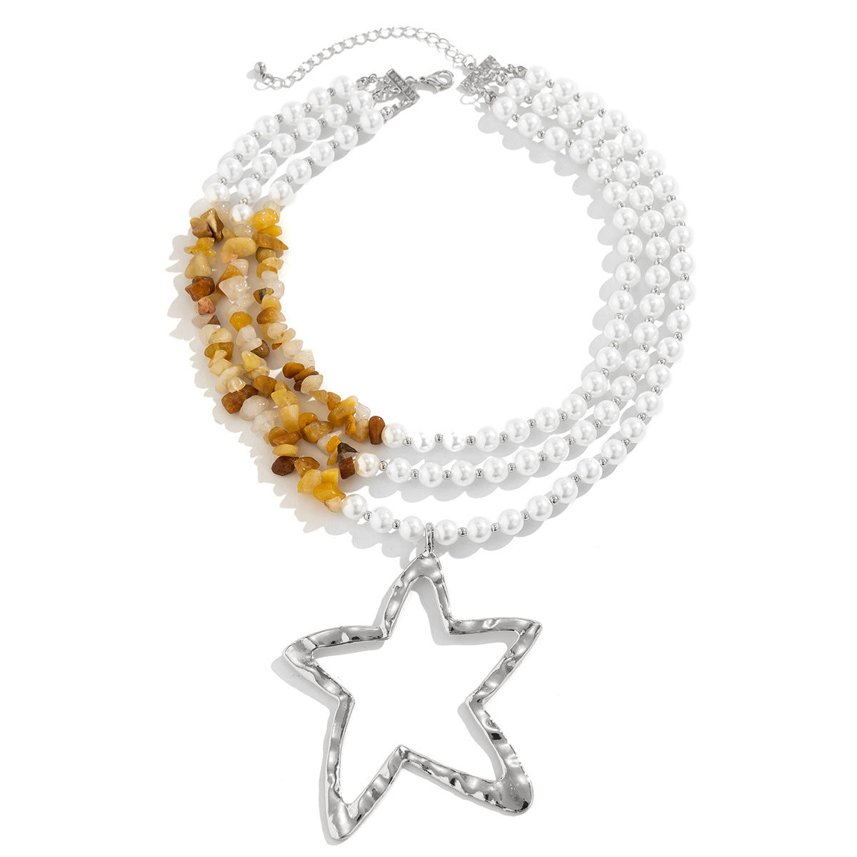 Exaggerated Women's Imitation Pearl Beaded Necklace Multi-layer