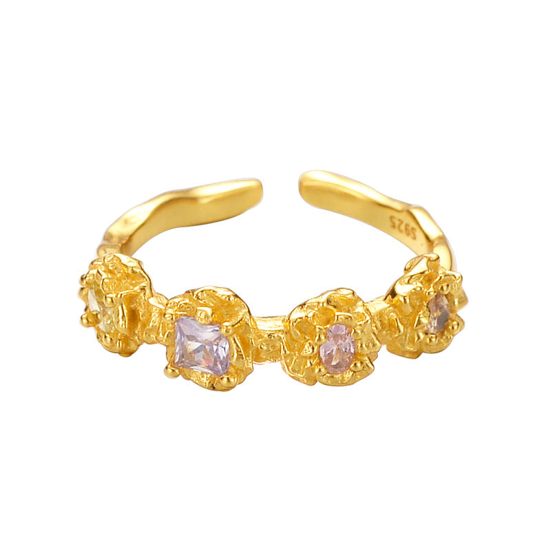 Fashion Niche Color Rhinestone Ring Women
