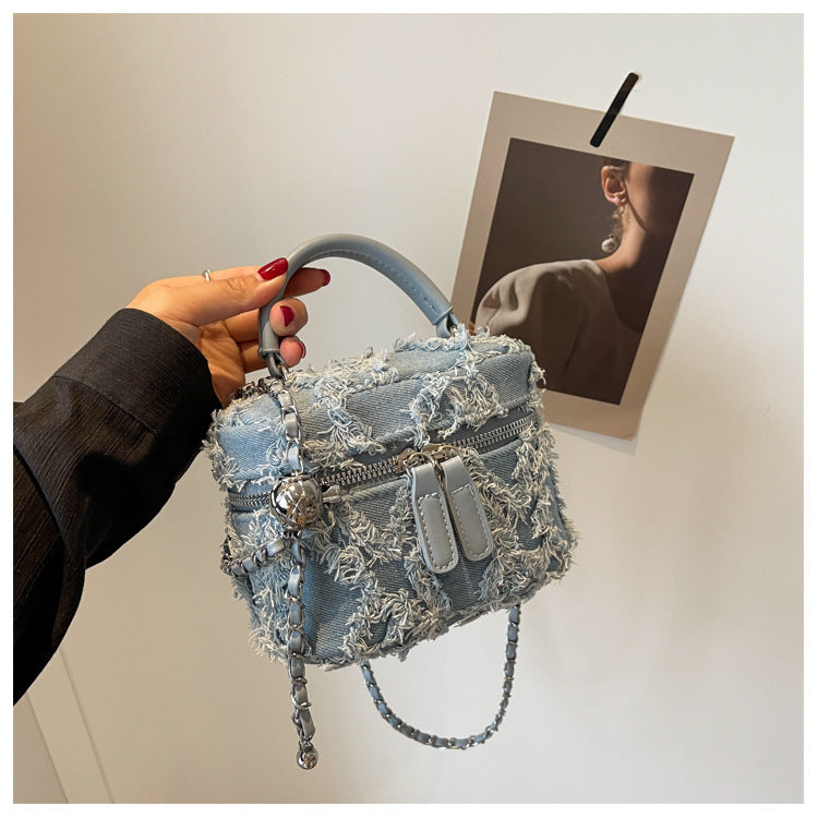 Tassel Box Portable Square Pouch Women's Chain Shoulder Messenger Bag