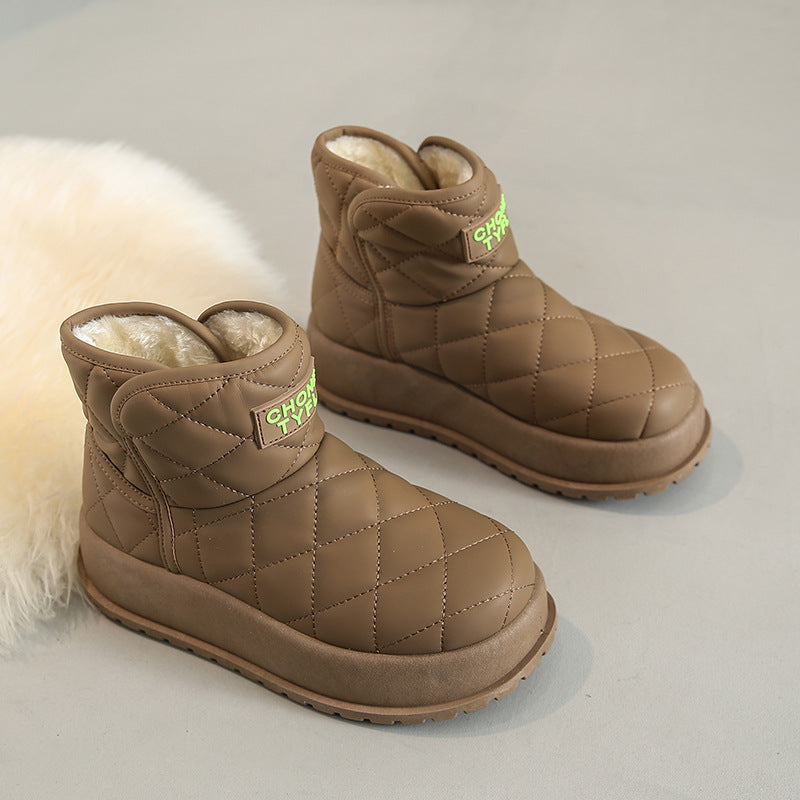 Bottes de neige montantes doublées de polaire Chaussures décontractées rembourrées en coton