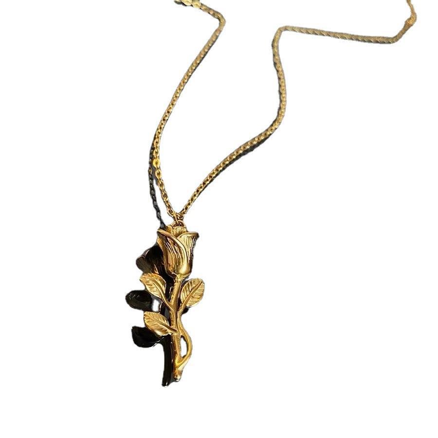 Collier pendentif vintage rose à la mode pour femmes