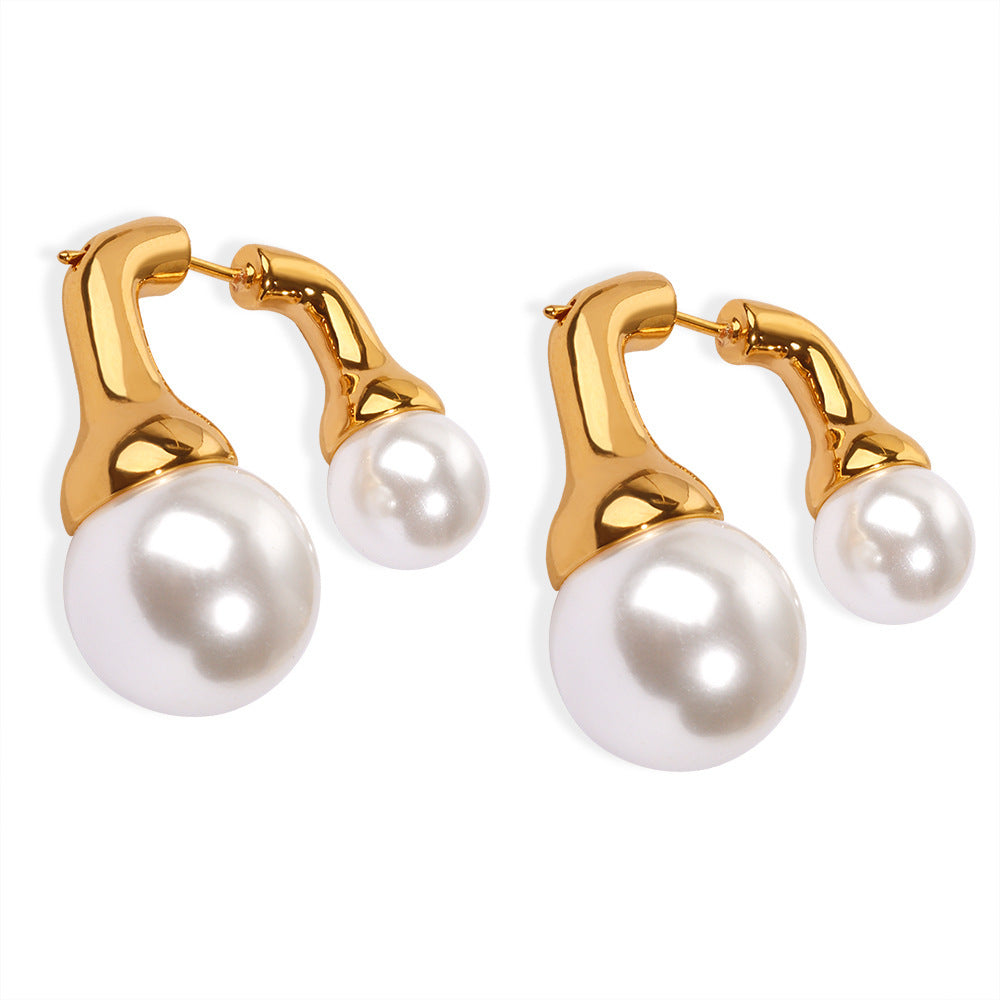 Boucles d'oreilles en perles rondes avant et arrière vintage pour femmes