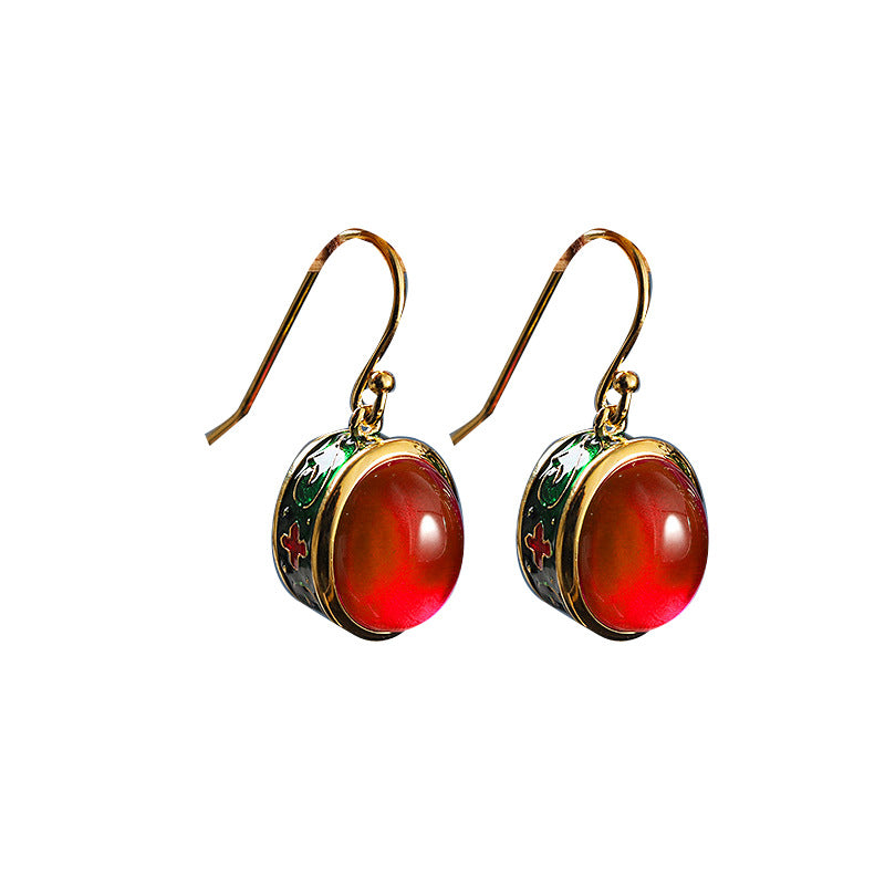 Boucles d'oreilles rubis dorées en argent sterling