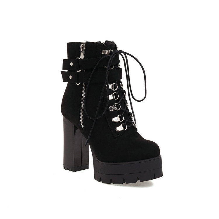 Bottines de scène avec boucle de ceinture, chaussures à plateforme à talons hauts, épaisses, nouvelle collection