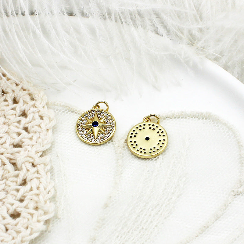 Boussole étoile à Six branches micro-incrustée, pièce suspendue, pendentif, collier, Bracelet, boucles d'oreilles