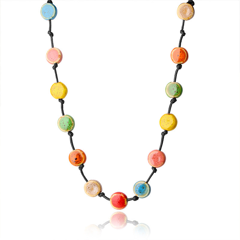 Simple Flat Beads Long Necklace For Women