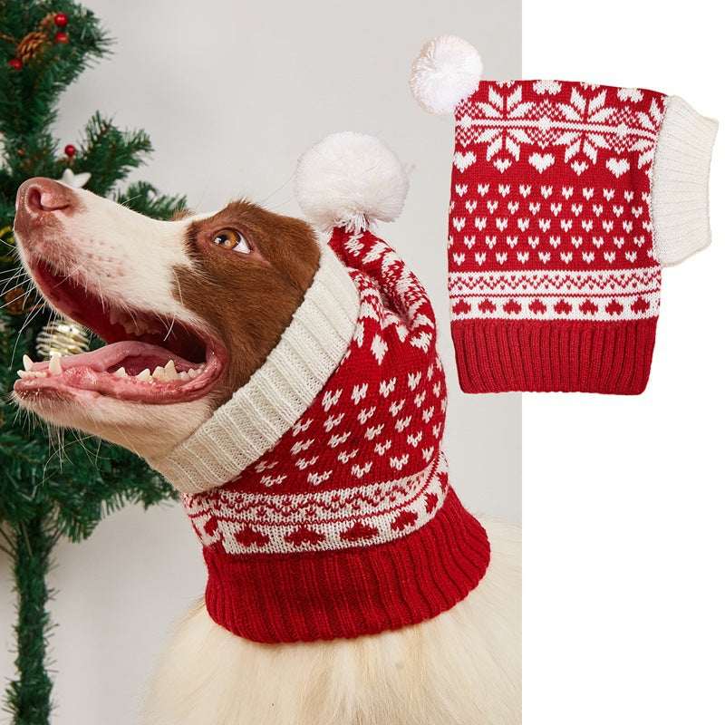 Noël nouvelle atmosphère amour flocon de neige wapiti impression tricoté chaud chien de compagnie chat boule de fourrure chapeau