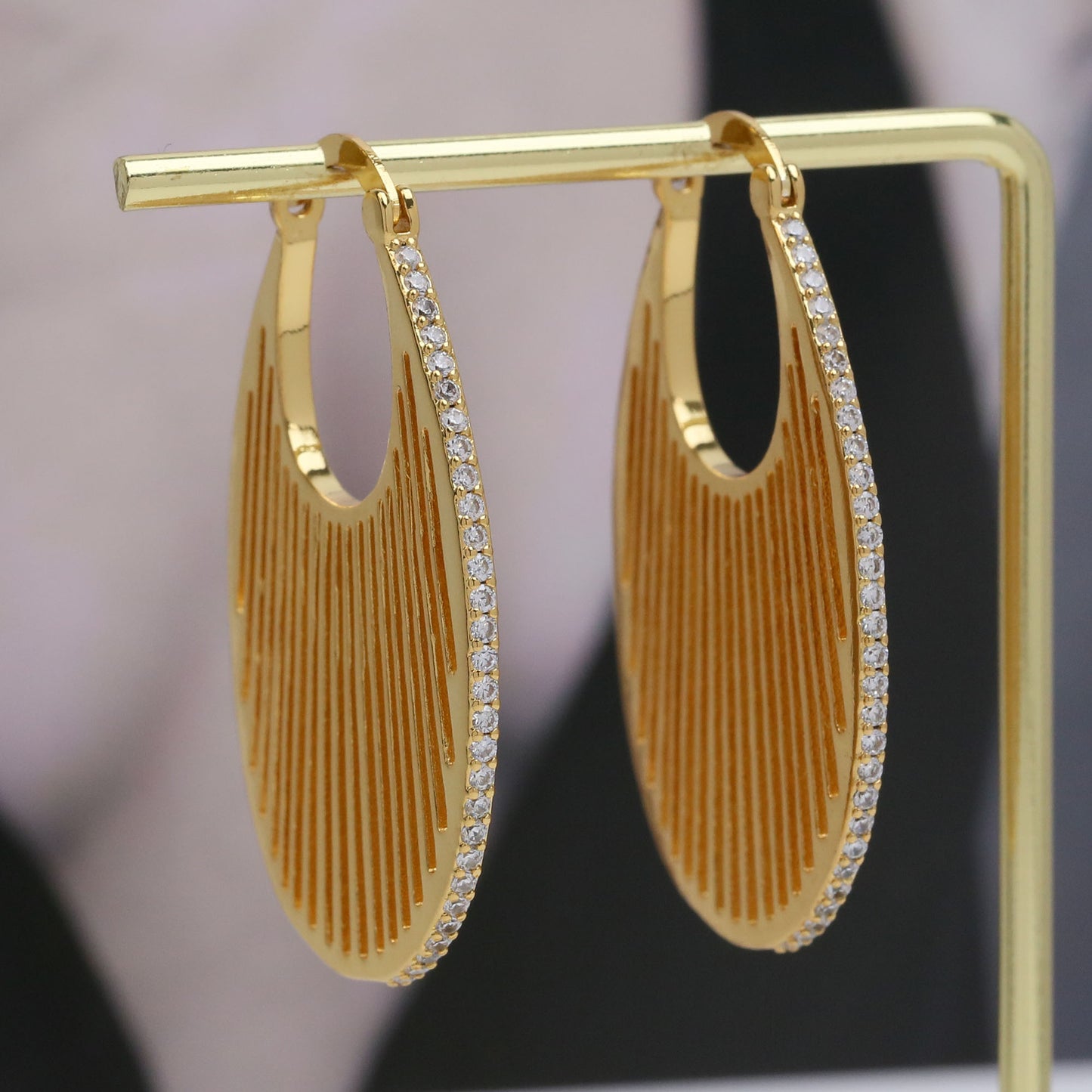 18K Gold & Small Medium And Large Brass Zircon Earrings