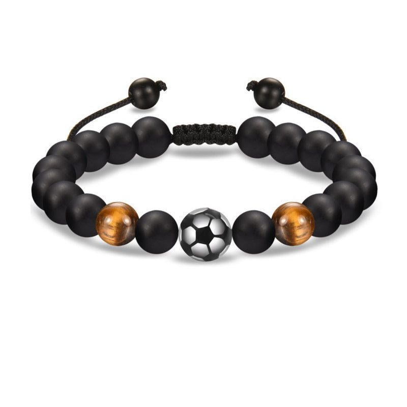 Bracelet tissé de perles de football pour hommes