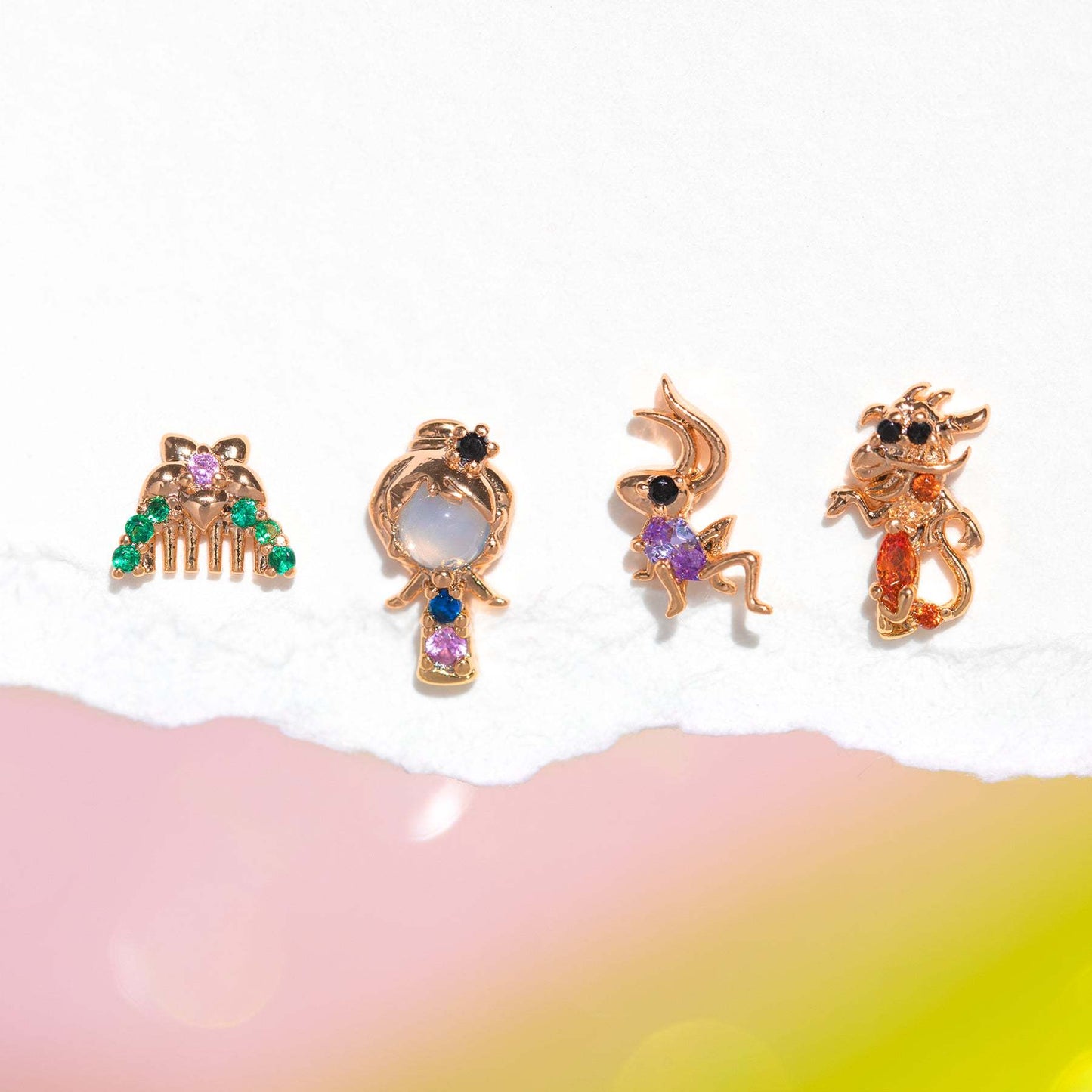 Creative Cartoon Character Micro-inlaid Color Zircon Animal Stud Earrings