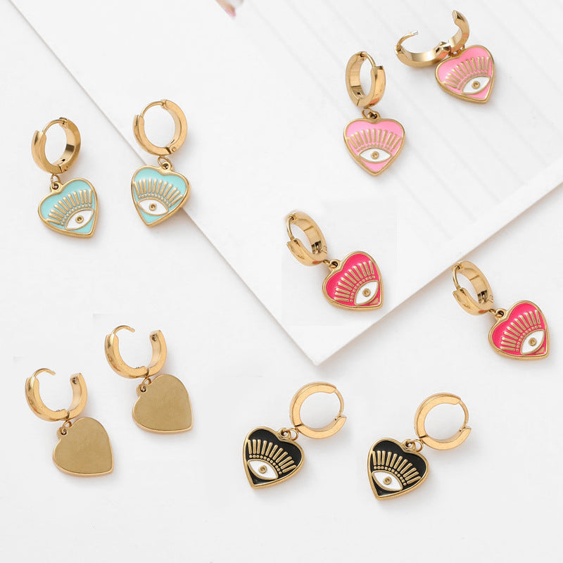 Boucles d'oreilles dégoulinantes personnalisées à la mode, nouvelle femme avec des yeux de cœur