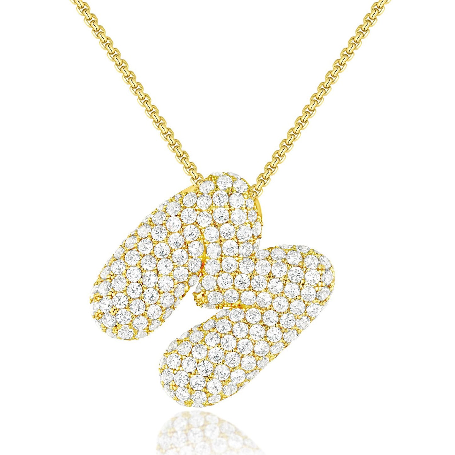 All-matching 26 English Letters Pendant Necklace Female Inlaid Zircon Chubby Balloon Letters