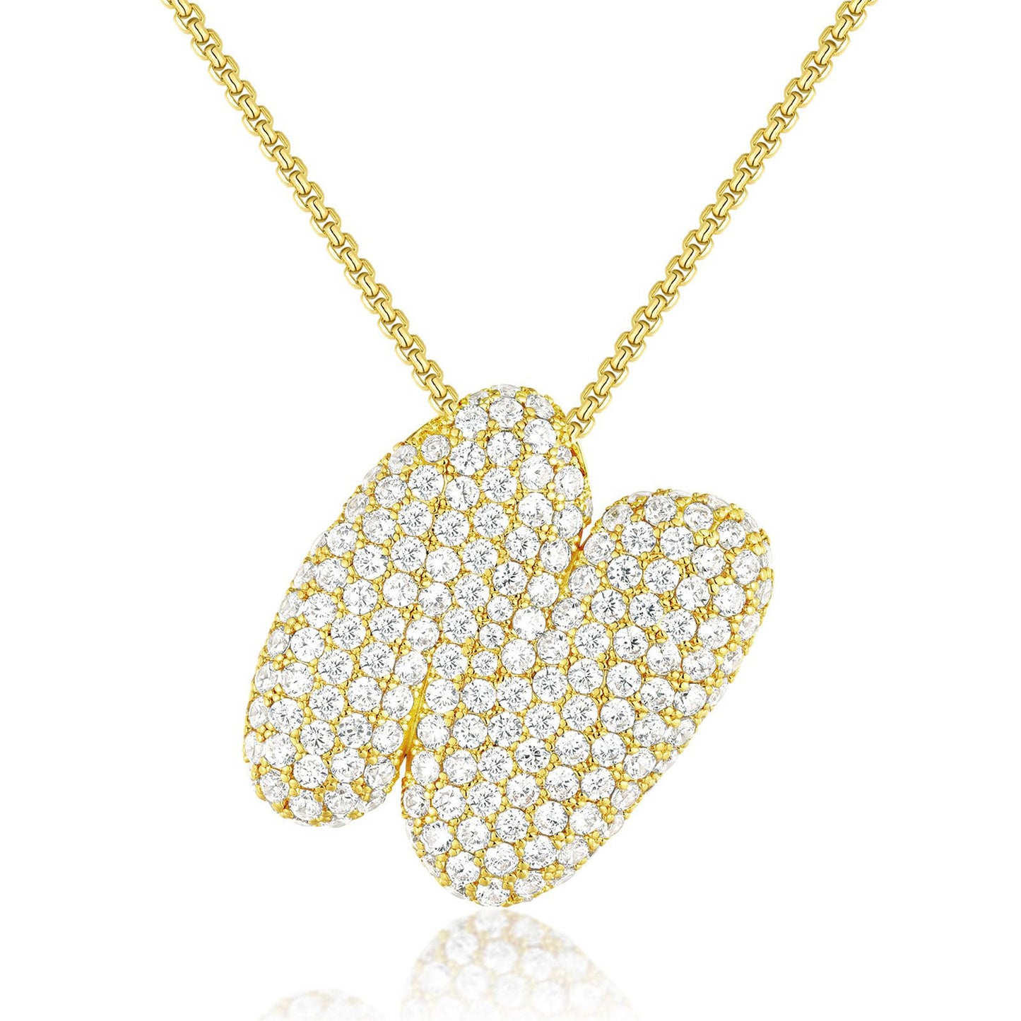 All-matching 26 English Letters Pendant Necklace Female Inlaid Zircon Chubby Balloon Letters