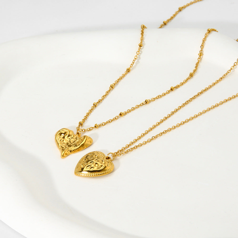 Collar Colgante Corazón Melocotón Irregular Oro 18K