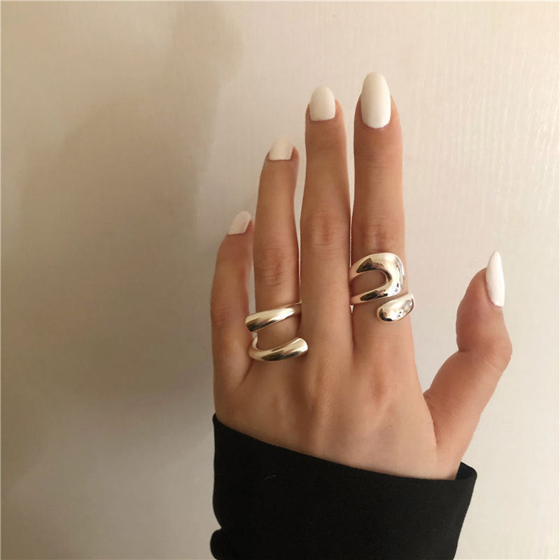 Bague à géométrie exagérée rétro de style coréen pour femmes