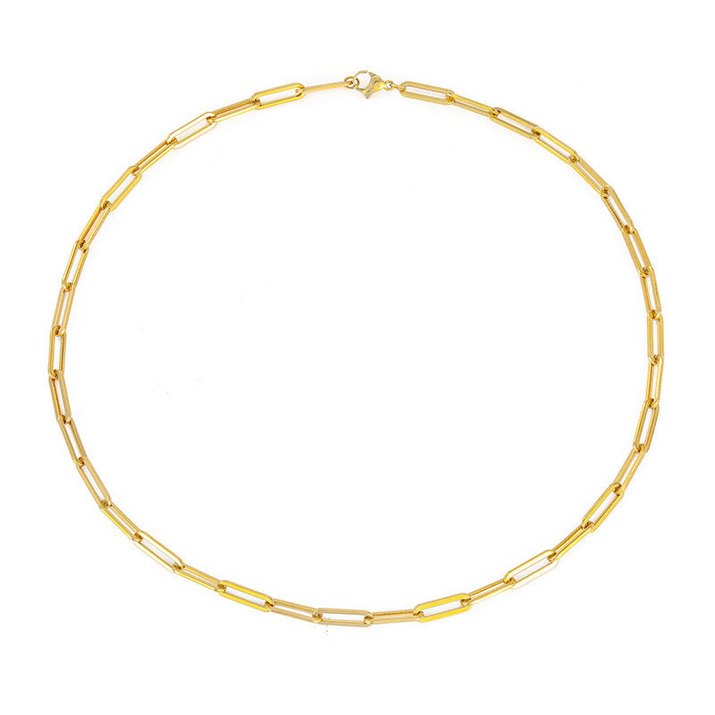 Collar chapado en oro con cruz minimalista de acero inoxidable para mujer