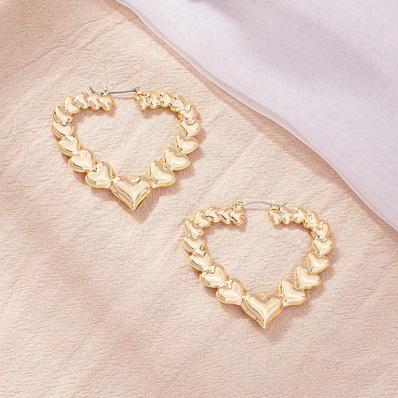 Boucles d'oreilles coeur d'amour personnalisées exagérées pour femmes