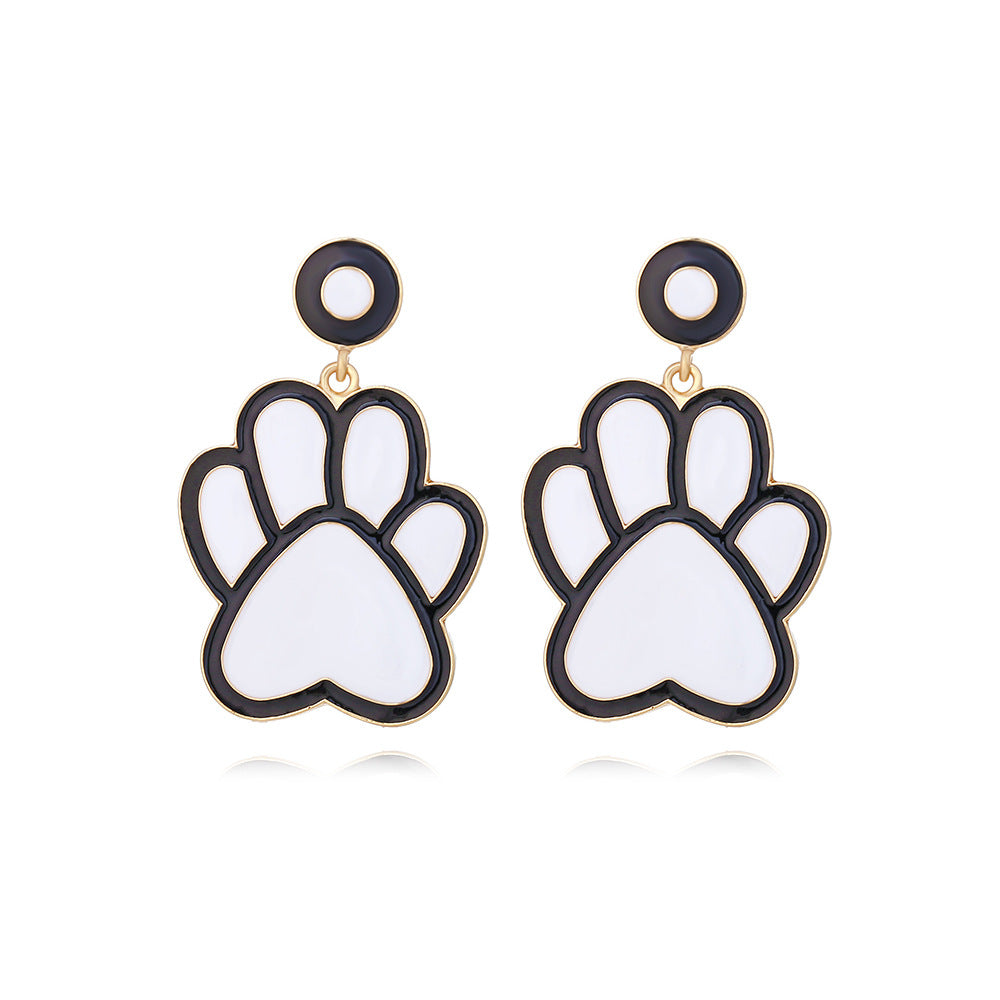 Boucles d'oreilles en alliage exagéré avec empreintes de chiots dégoulinantes