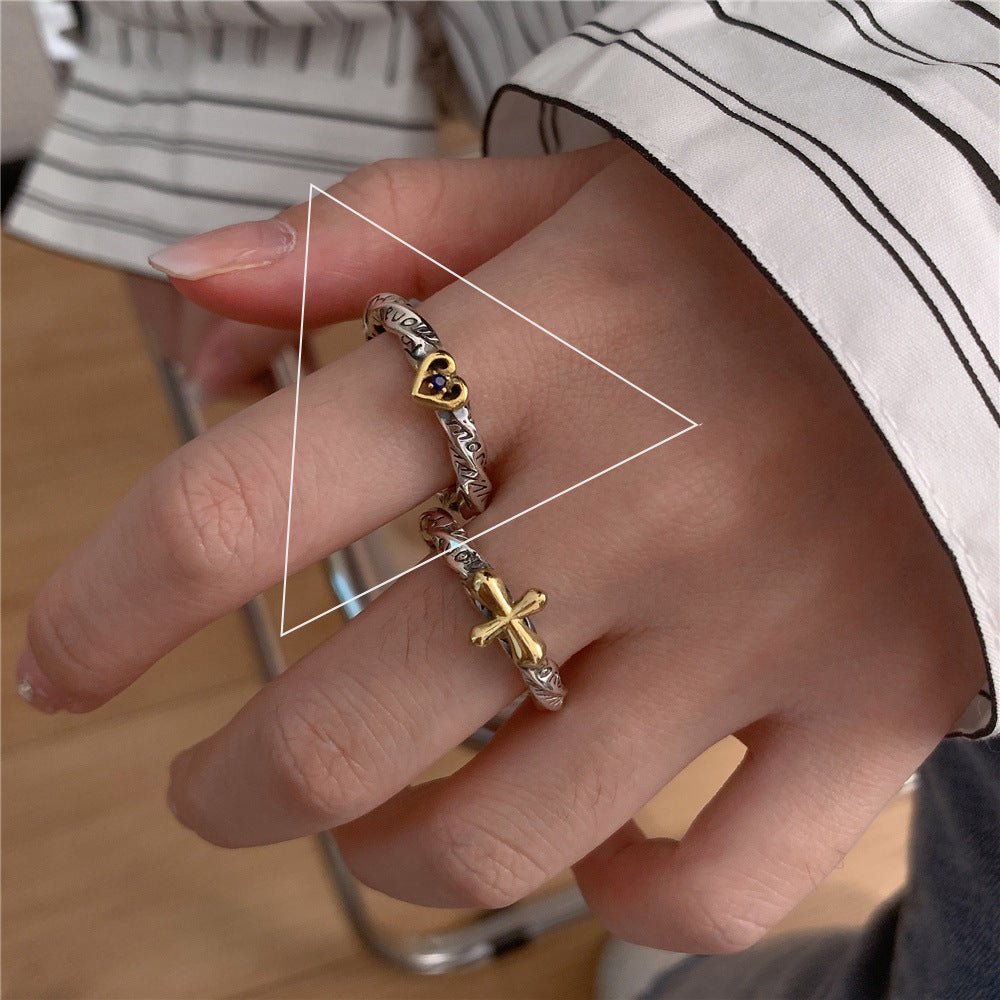 Bague à géométrie exagérée rétro de style coréen pour femmes