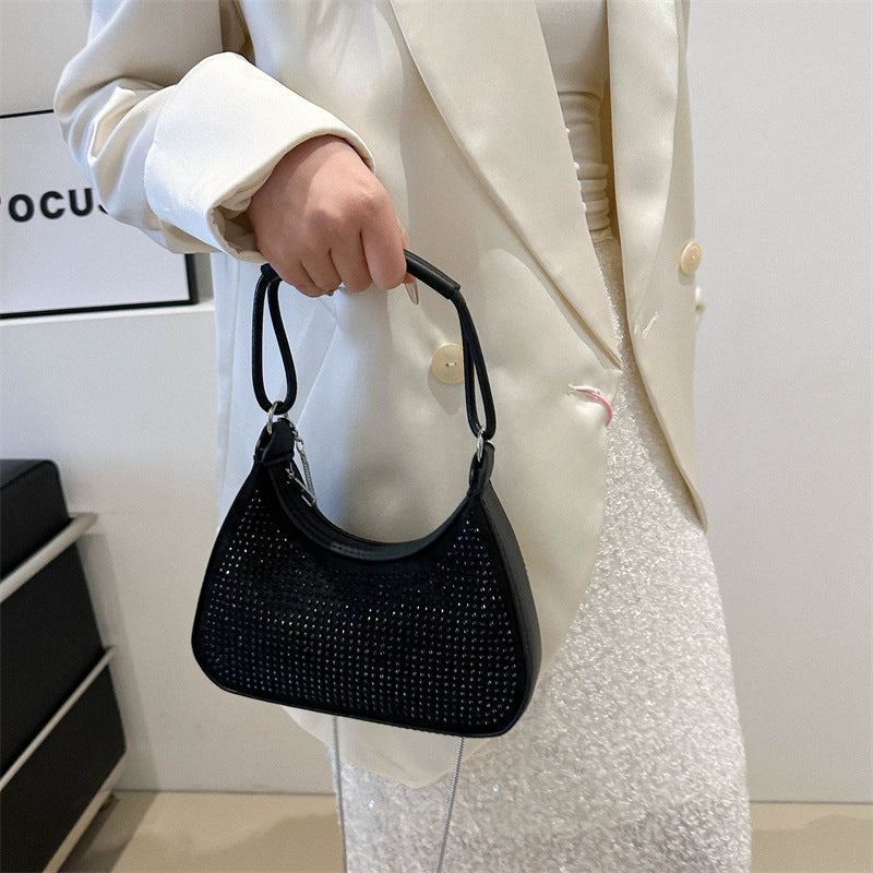 Bolso bandolera con cadena de diamantes de imitación de moda con diamantes ligeros