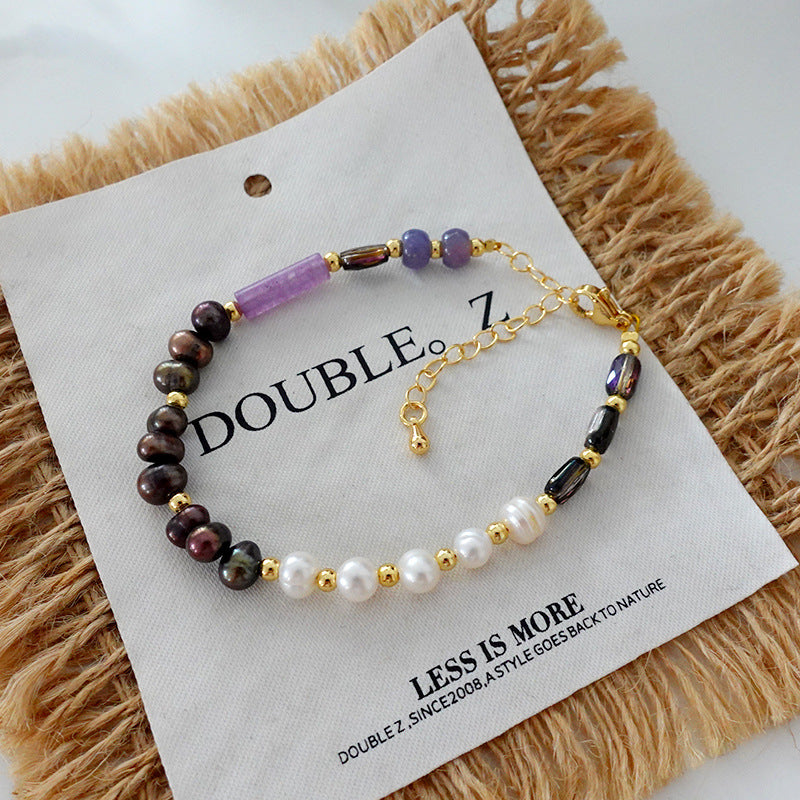 Collier de perles en pierre naturelle style français