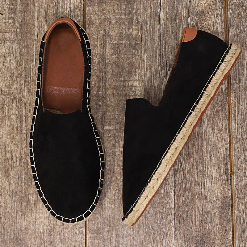 Chaussures en corde de chanvre tissées en paille pour hommes, chaussures en toile à enfiler pour pêcheur