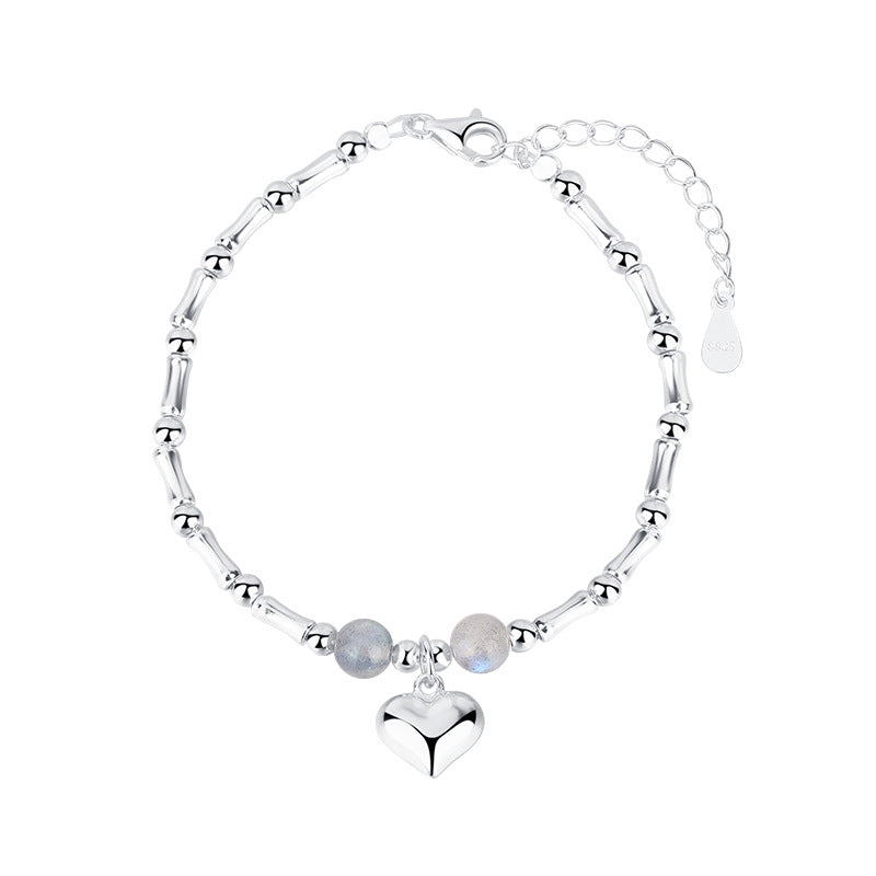 Bamboo Peach Heart Luminous Stone Bracelet