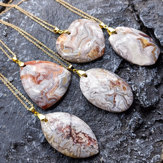 Colgante de ágata mexicana Natural en forma de hoja, adorno colgante Irregular con forma de triángulo ovalado de amor, ágata rayada