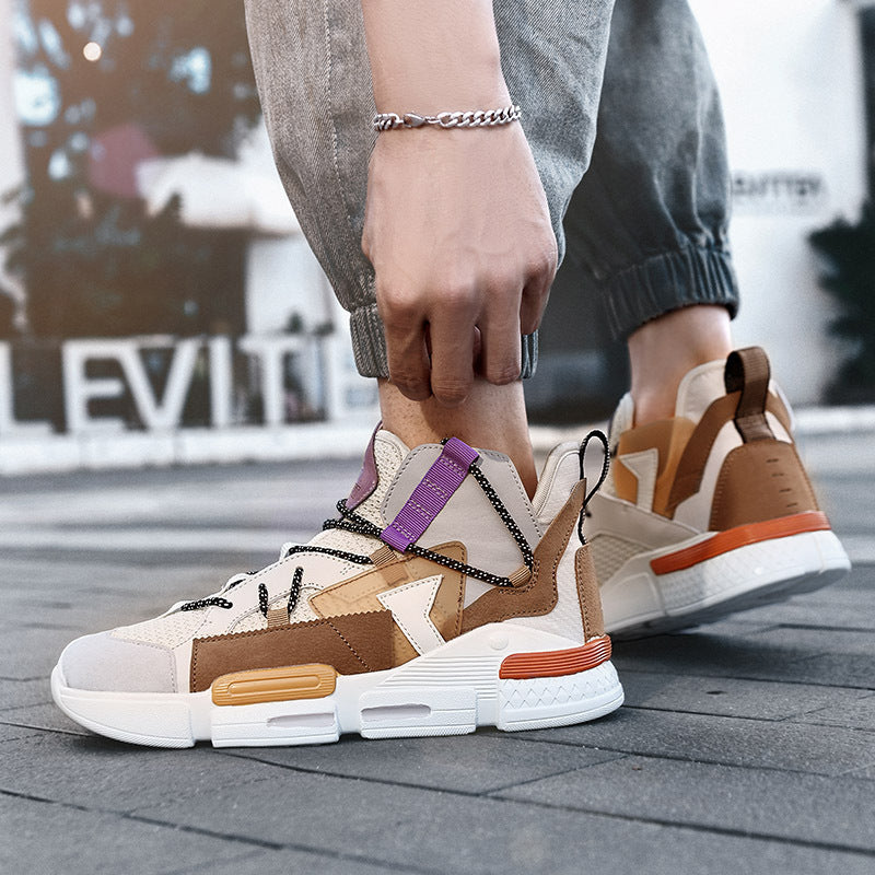 Zapato de tabla alto con superficie de malla transpirable Flyknit de talla grande de verano para hombre