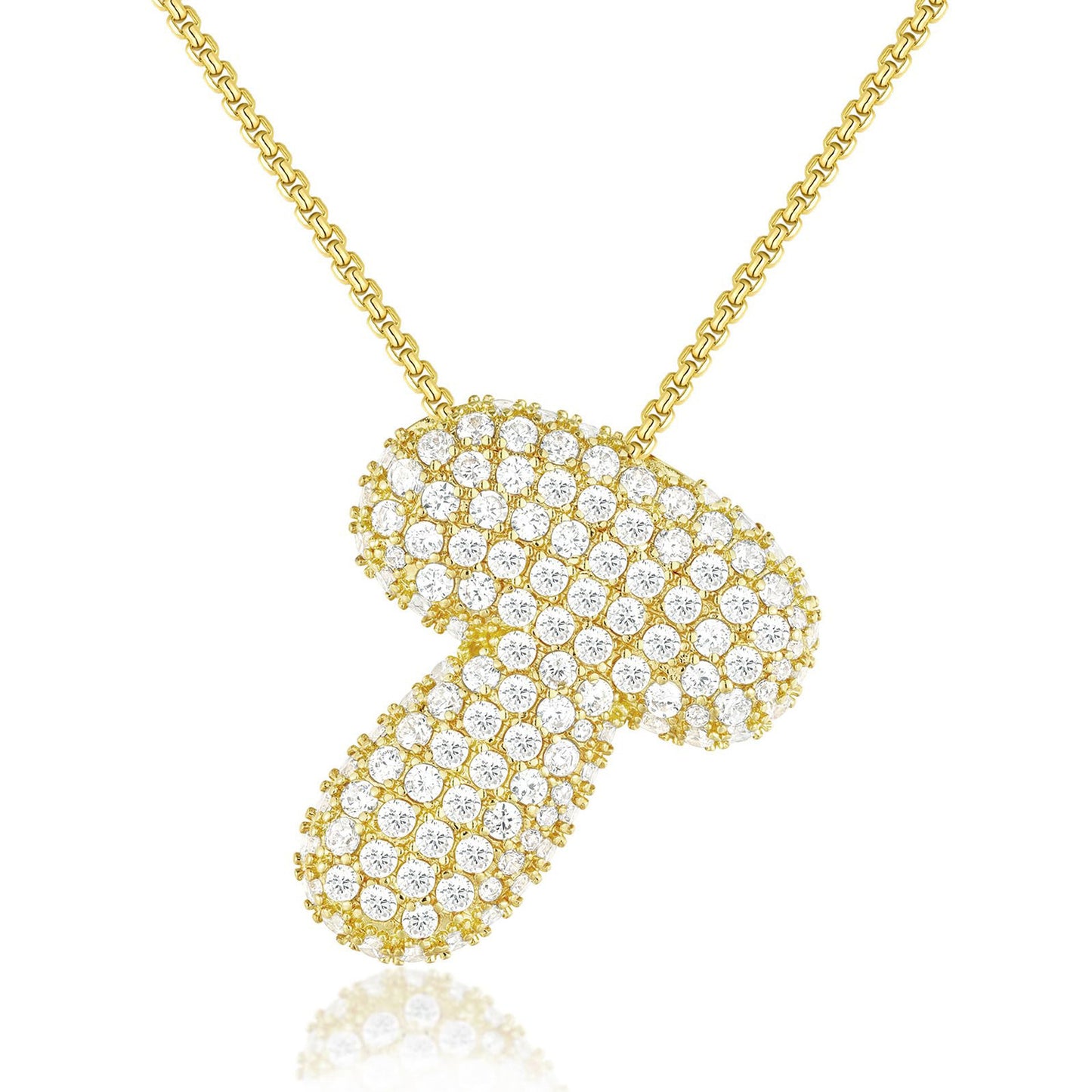 All-matching 26 English Letters Pendant Necklace Female Inlaid Zircon Chubby Balloon Letters