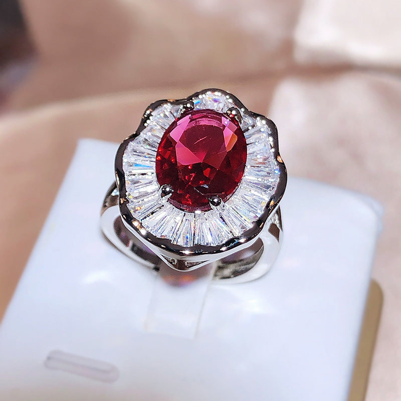 Women's Stone-inlaid Red Eye-catching Ring