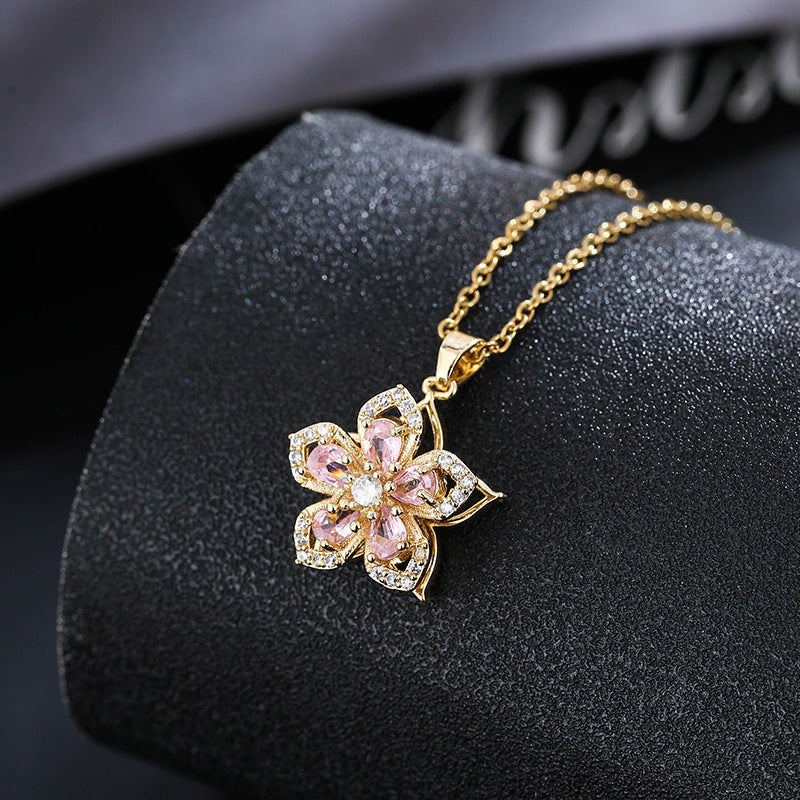 Collier rotatif en forme de fleur de tempérament