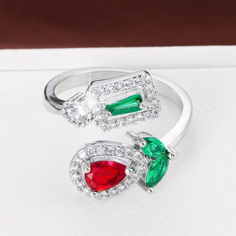 Anillo de flor de tulipán estilo socialité retro de alta calidad