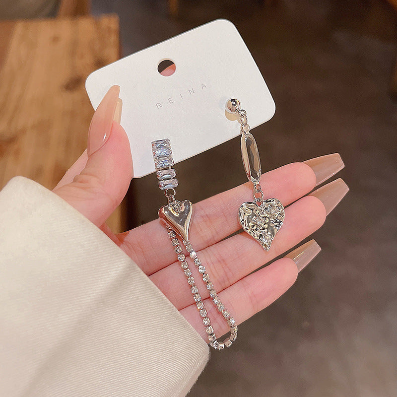 Boucles d'oreilles en zircon à longues franges et aiguille en argent