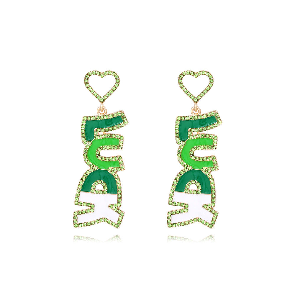 Personalized Creative Alloy Diamond Letters Earrings