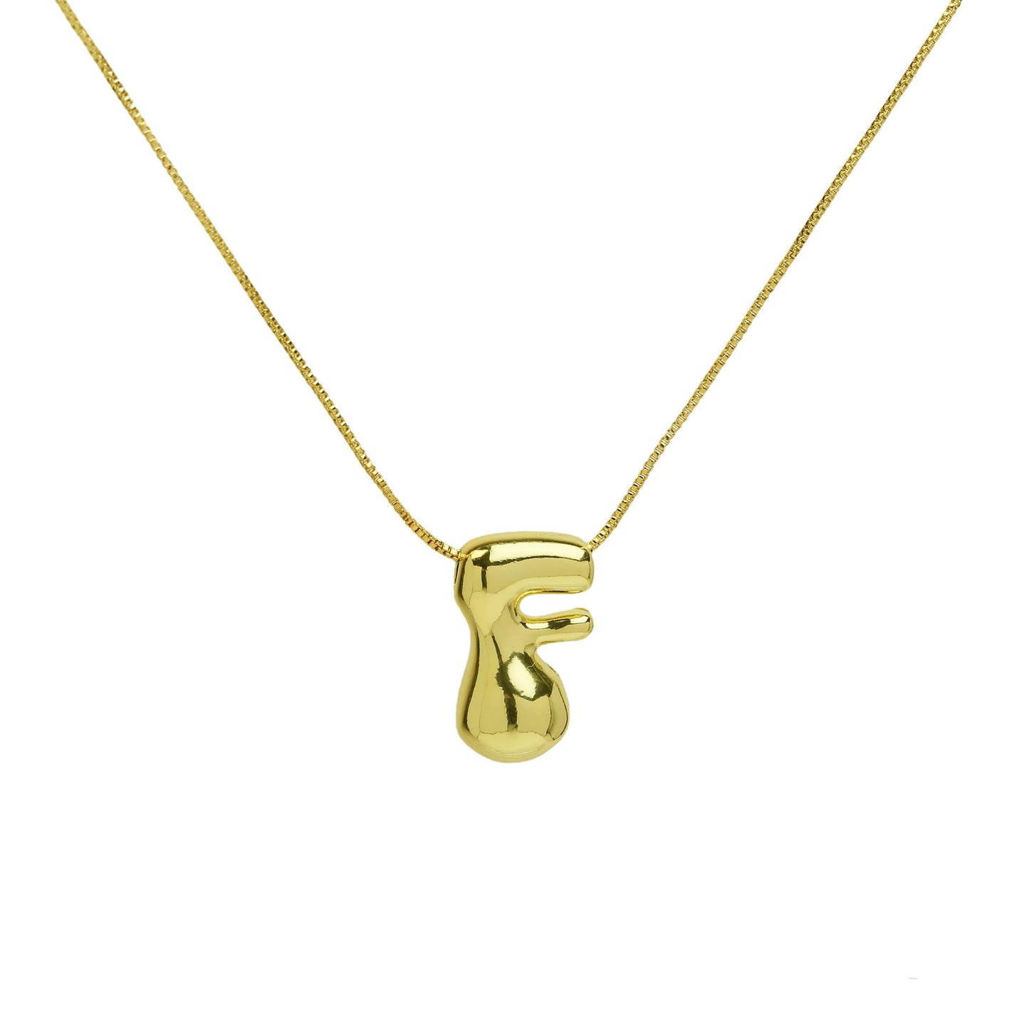Brass Glossy Balloon English Letter Pendant Necklace