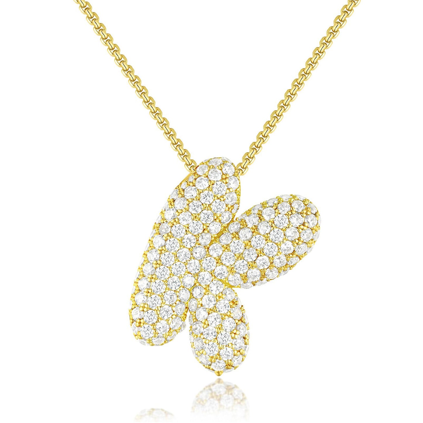 All-matching 26 English Letters Pendant Necklace Female Inlaid Zircon Chubby Balloon Letters