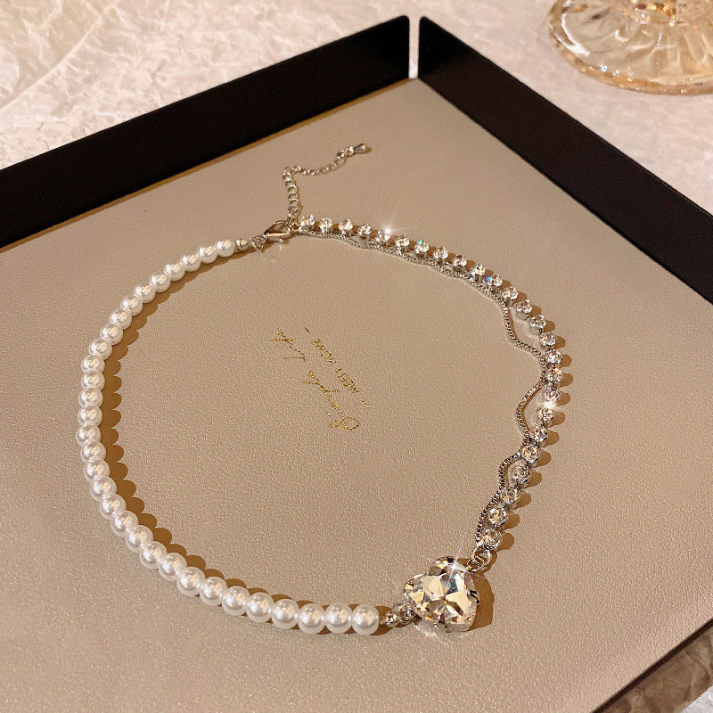 Collier de perles d'amour à coutures assorties pour femmes