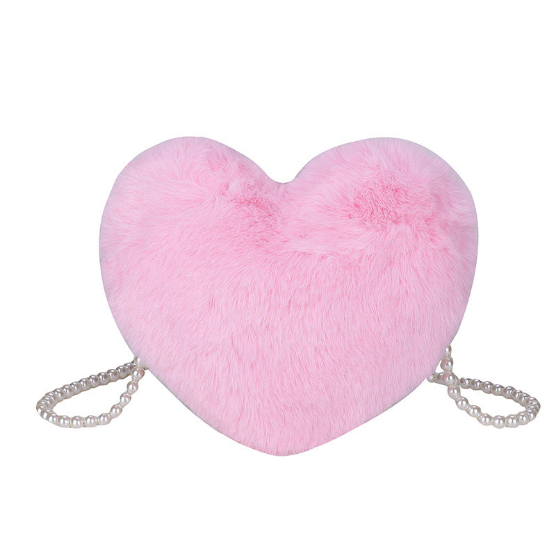 Women's Cute Fashion Furry Heart-shaped Chain Bag