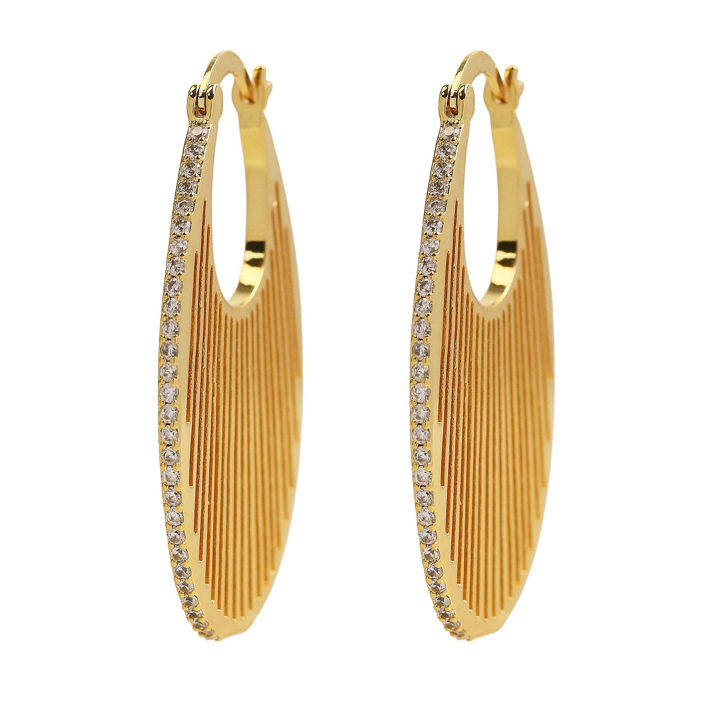 18K Gold & Small Medium And Large Brass Zircon Earrings
