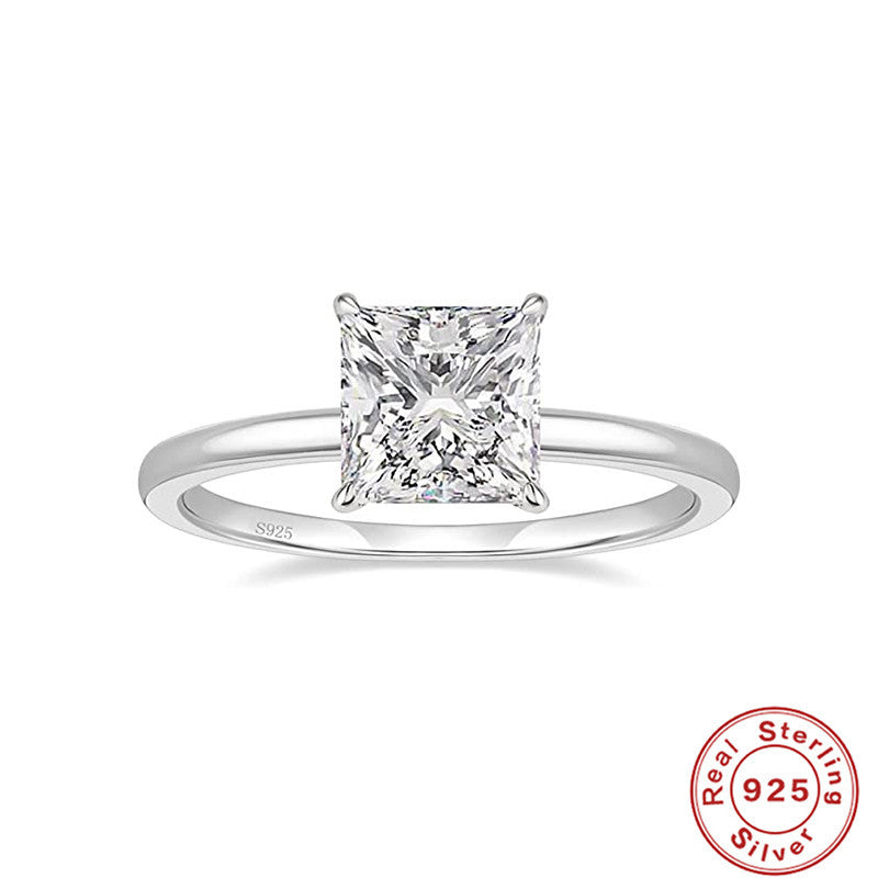 Anillo de plata esterlina con joyería de viento frío claro de lujo y textura