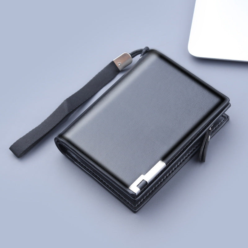 Cartera con cremallera para hombre de gran capacidad con tres pliegues