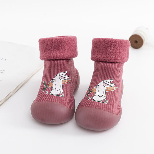 Chaussures montantes à enfiler pour bébé, chaussures épaisses doublées de polaire, automne et hiver