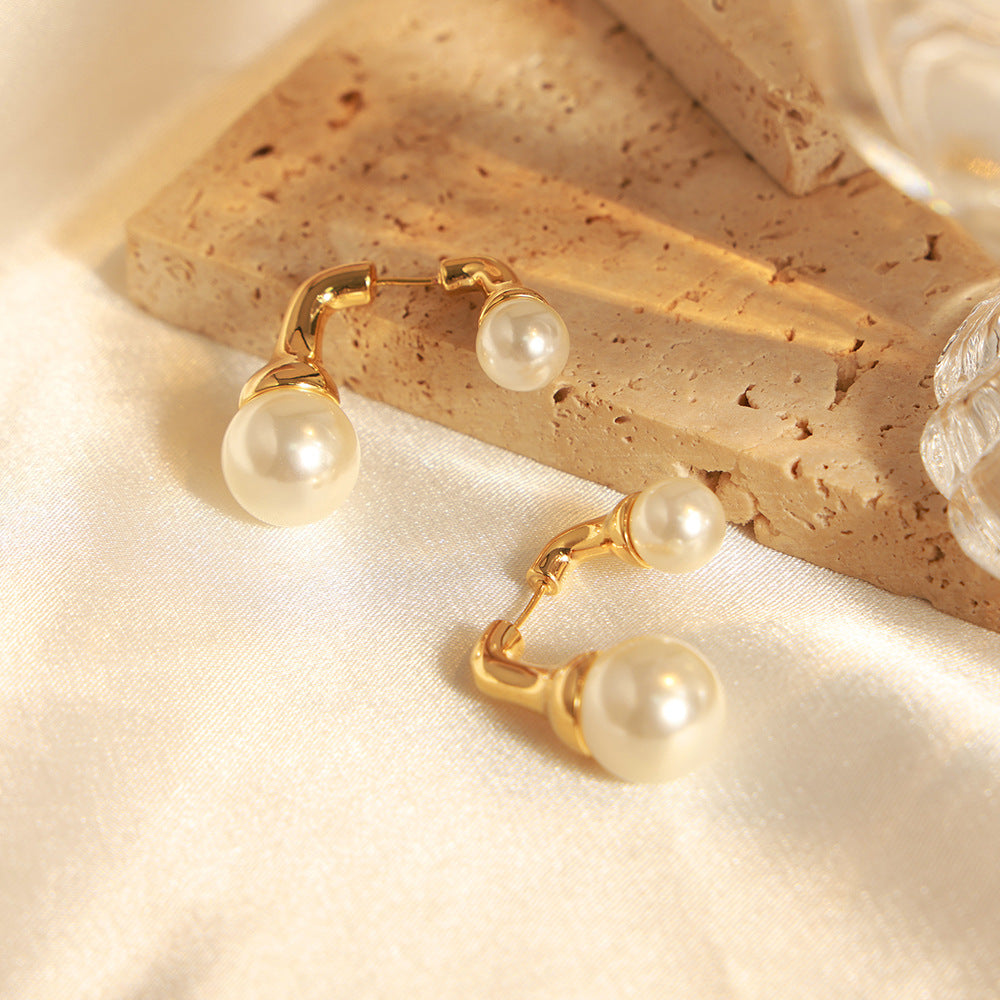 Boucles d'oreilles en perles rondes avant et arrière vintage pour femmes