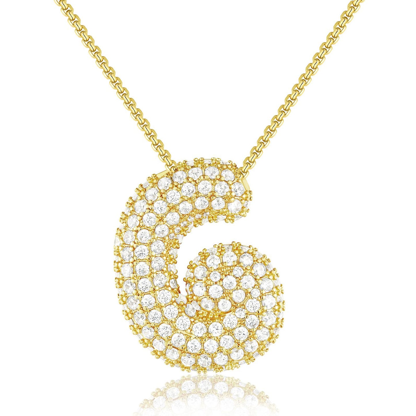All-matching 26 English Letters Pendant Necklace Female Inlaid Zircon Chubby Balloon Letters