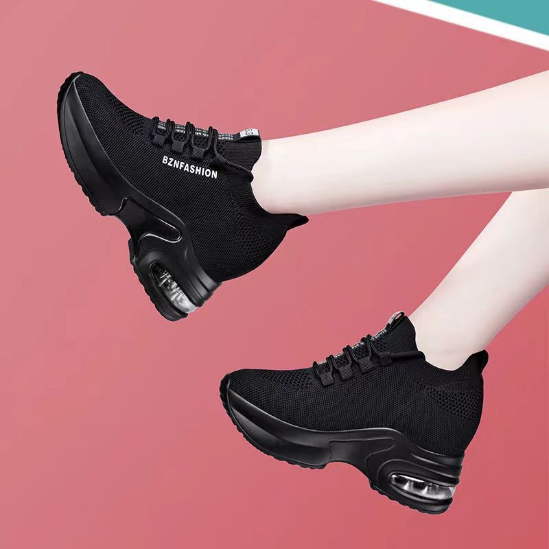 Plantilla de aumento de altura para mujer, malla tejida con mosca, deportes, ocio, cojín de aire, zapatos para papá